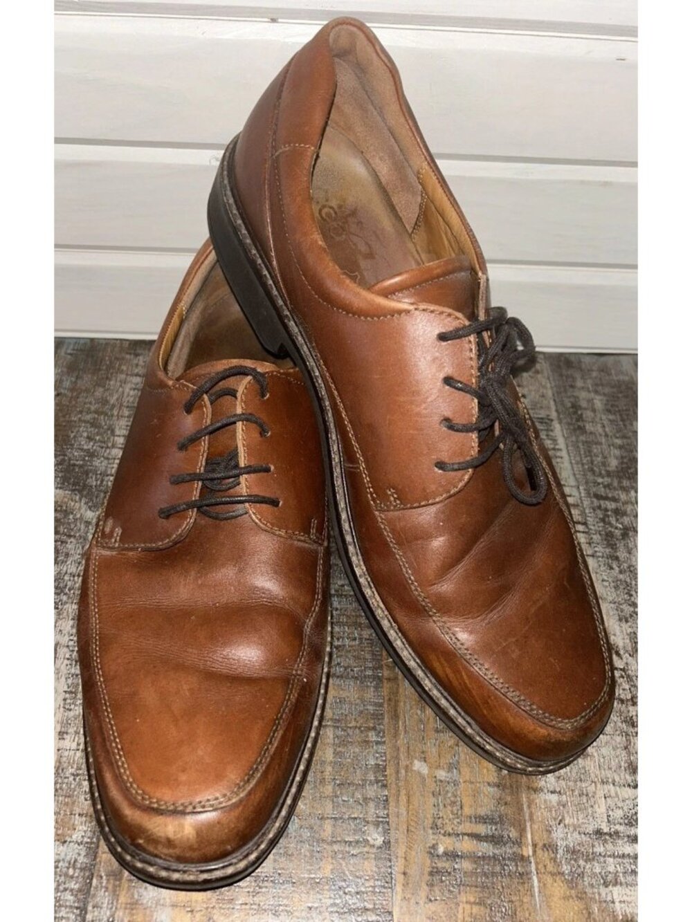 Ecco Sz EU 47 US 13/13.5 Men’s Holton Apron Toe Lace Up Brown Oxford Dress Shoe